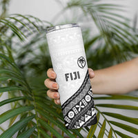 Custom Fijian Rugby Skinny Tumbler Tapa Pattern and Palm Tree Tribal