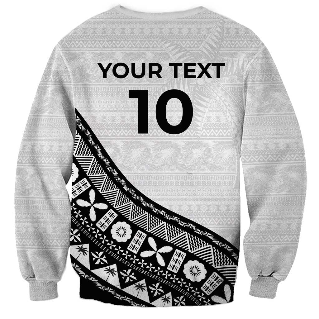 Custom Fijian Rugby Sweatshirt Tapa Pattern and Palm Tree Tribal