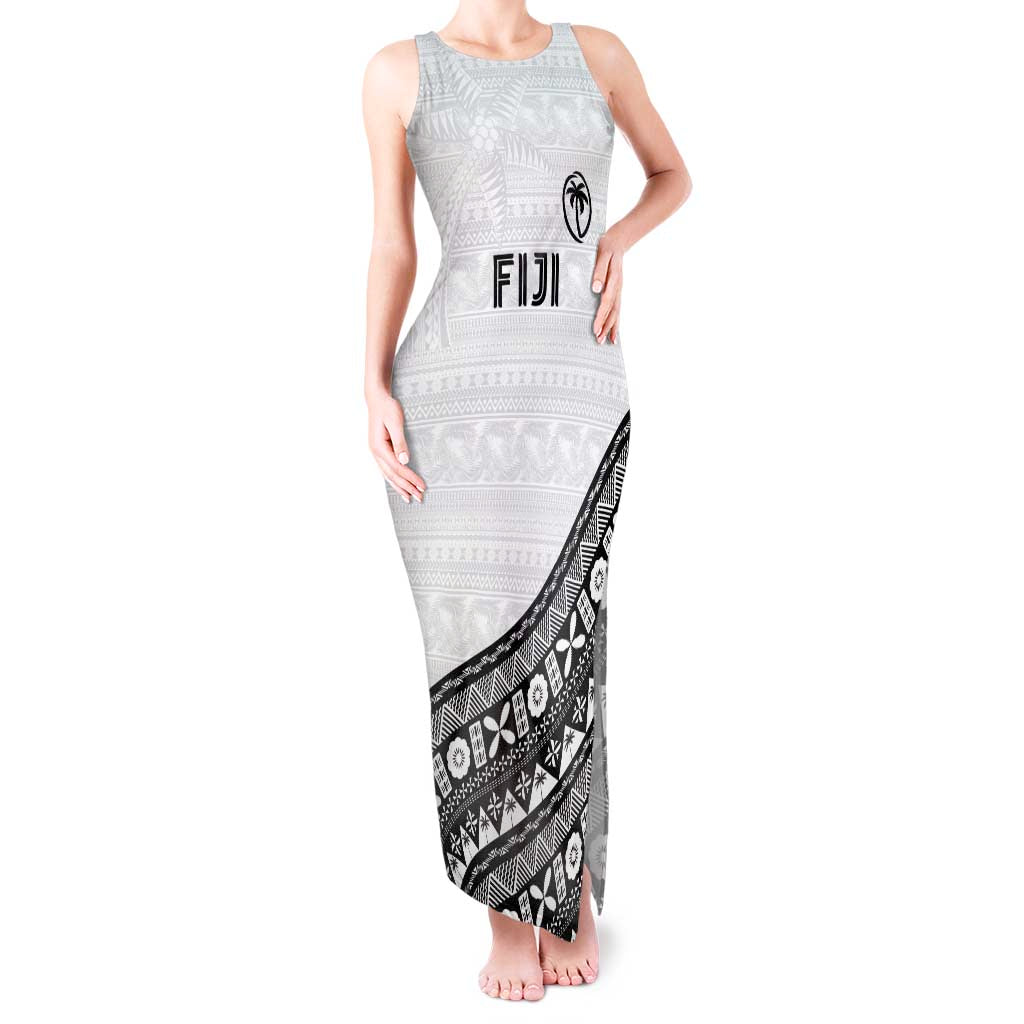 Custom Fijian Rugby Tank Maxi Dress Tapa Pattern and Palm Tree Tribal