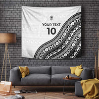 Custom Fijian Rugby Tapestry Tapa Pattern and Palm Tree Tribal