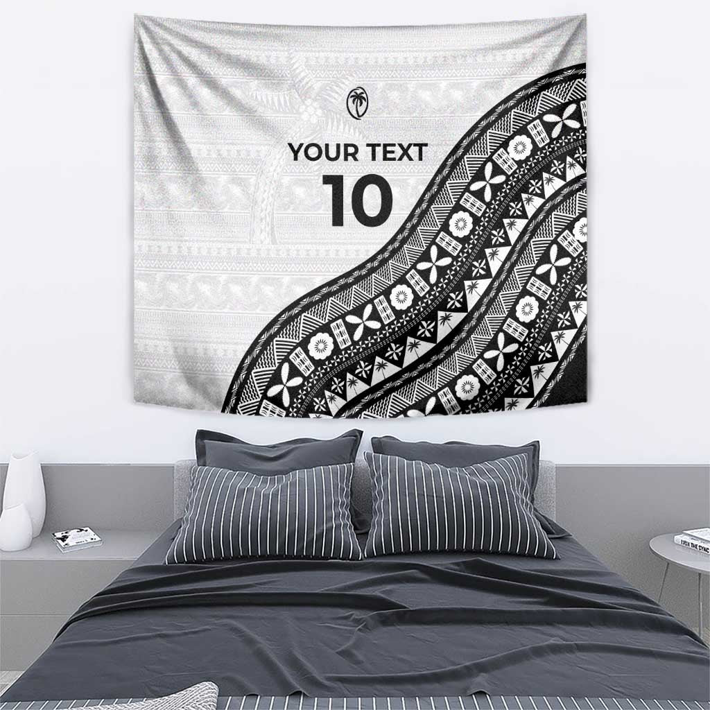 Custom Fijian Rugby Tapestry Tapa Pattern and Palm Tree Tribal