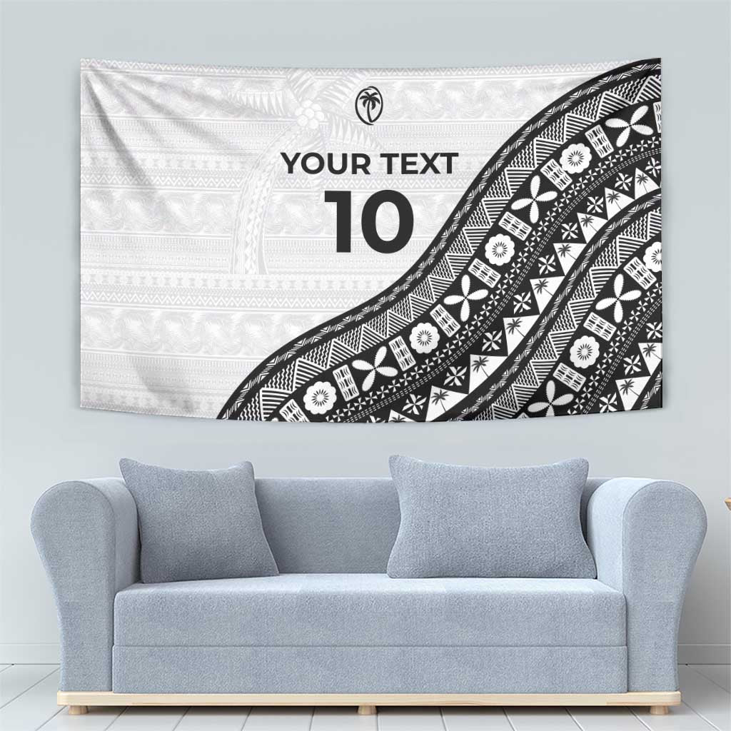Custom Fijian Rugby Tapestry Tapa Pattern and Palm Tree Tribal