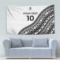Custom Fijian Rugby Tapestry Tapa Pattern and Palm Tree Tribal
