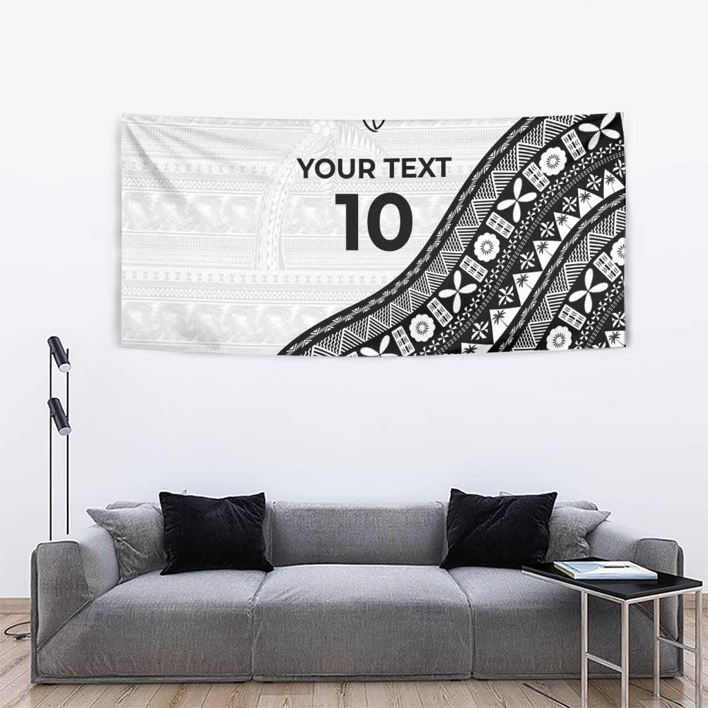 Custom Fijian Rugby Tapestry Tapa Pattern and Palm Tree Tribal