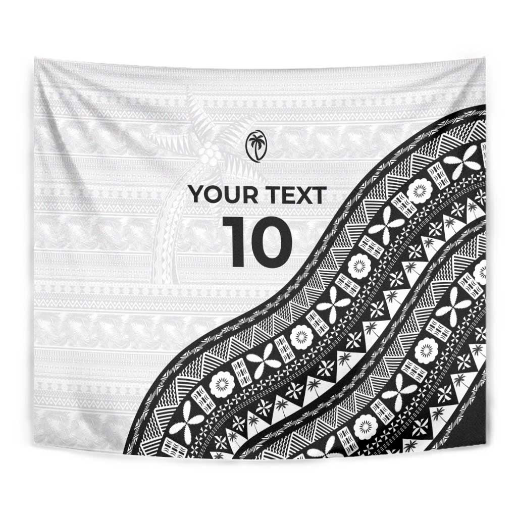 Custom Fijian Rugby Tapestry Tapa Pattern and Palm Tree Tribal