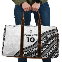 Custom Fijian Rugby Travel Bag Tapa Pattern and Palm Tree Tribal
