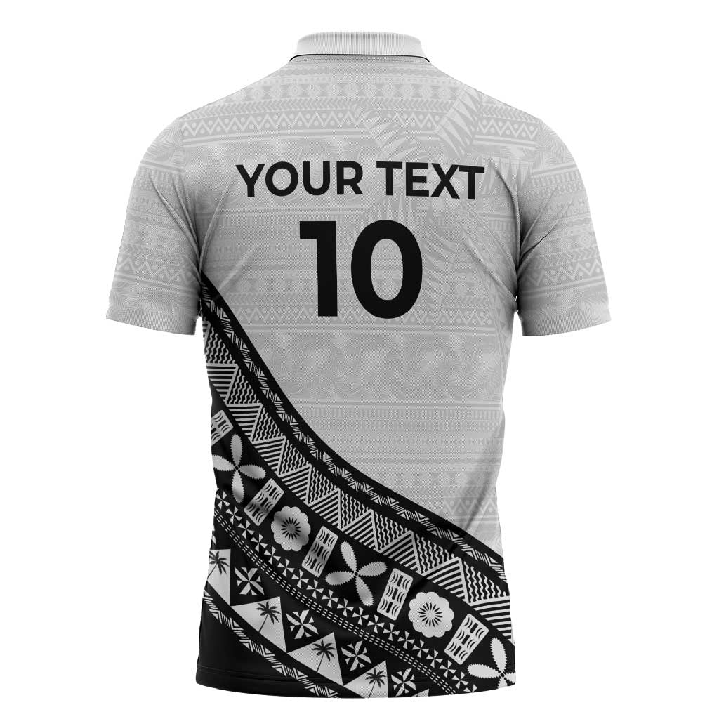 Custom Fijian Rugby Zipper Polo Shirt Tapa Pattern and Palm Tree Tribal LT03 - Polynesian Pride