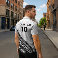 Custom Fijian Rugby Zipper Polo Shirt Tapa Pattern and Palm Tree Tribal LT03 - Polynesian Pride