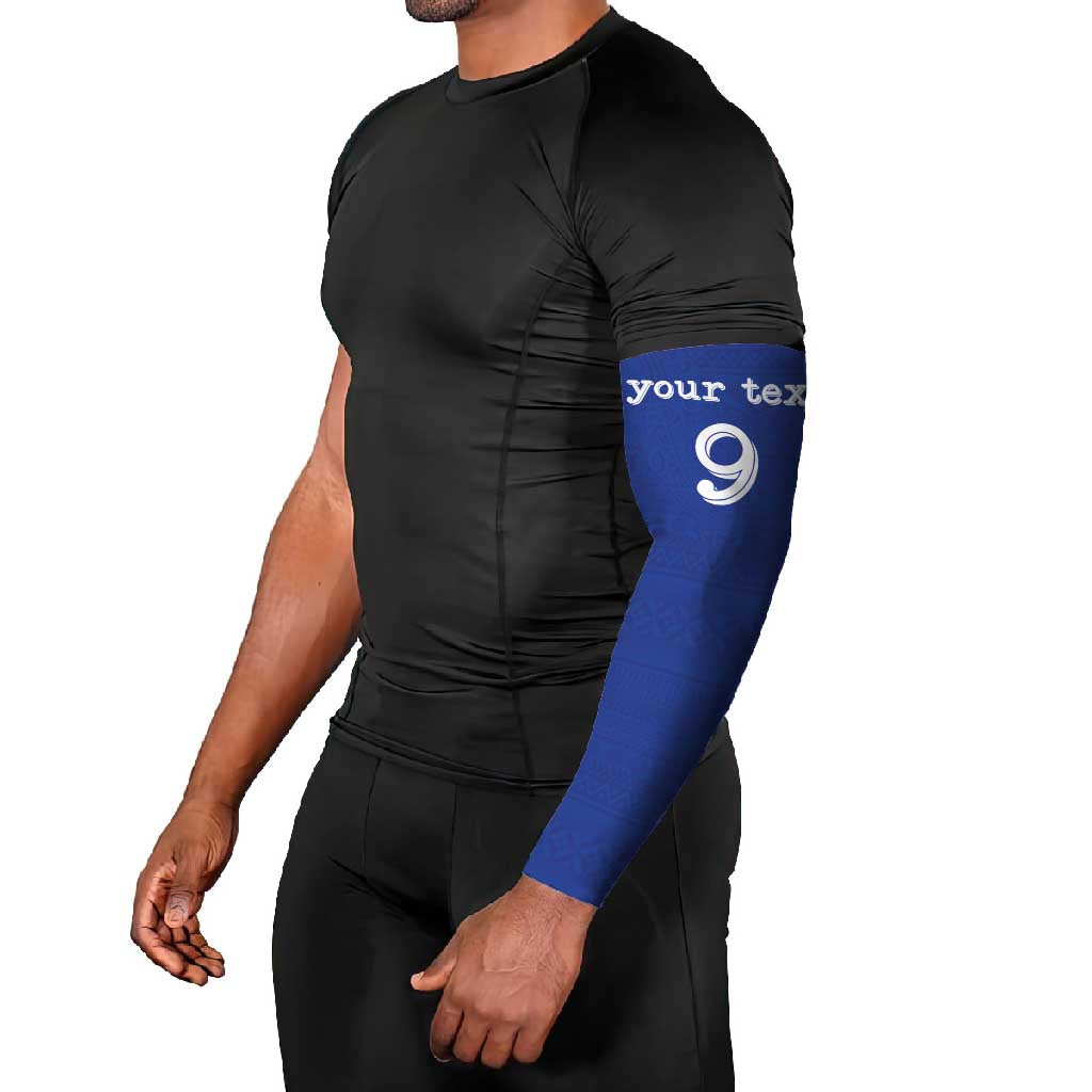 Custom Fijian Football Arm Sleeves Tapa Pattern and Shark Tribal LT03 - Polynesian Pride