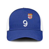 Custom Fijian Football Baseball Net Cap Tapa Pattern and Shark Tribal