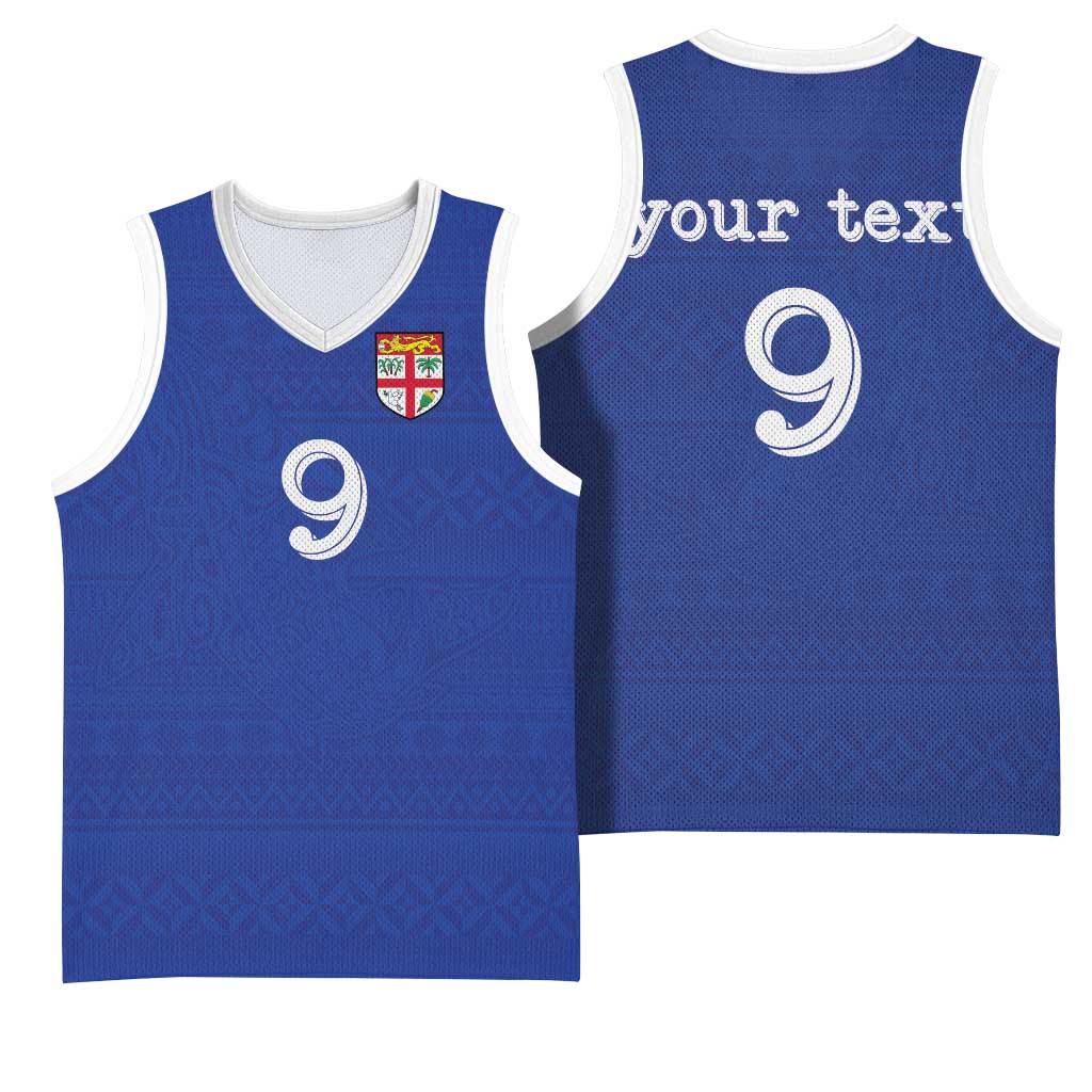 Custom Fijian Football Basketball Jersey Tapa Pattern and Shark Tribal