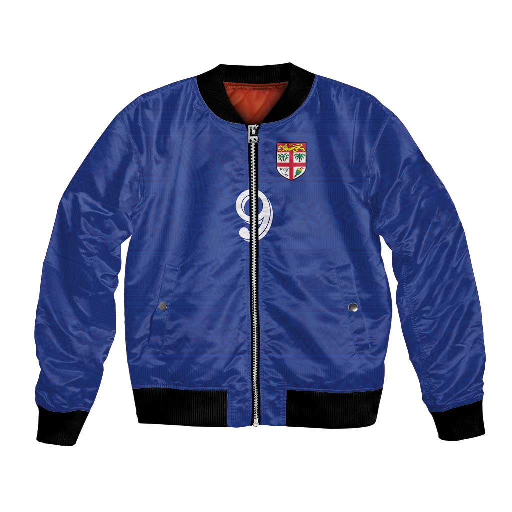 Custom Fijian Football Bomber Jacket Tapa Pattern and Shark Tribal