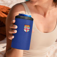 Custom Fijian Football 4 in 1 Can Cooler Tumbler Tapa Pattern and Shark Tribal LT03 - Polynesian Pride
