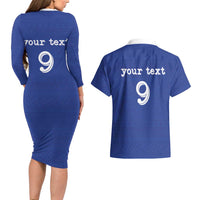 Custom Fijian Football Couples Matching Long Sleeve Bodycon Dress and Hawaiian Shirt Tapa Pattern and Shark Tribal LT03 - Polynesian Pride
