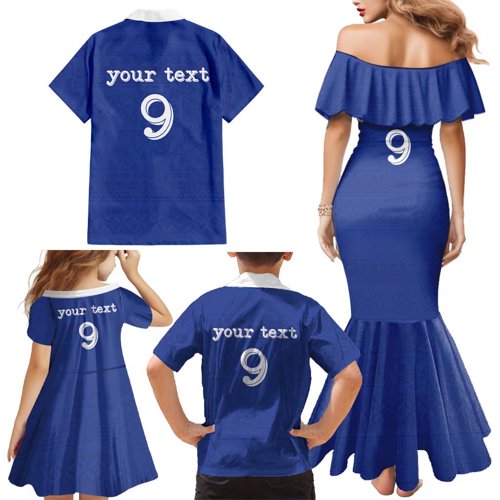 Custom Fijian Football Family Matching Mermaid Dress and Hawaiian Shirt Tapa Pattern and Shark Tribal LT03 - Polynesian Pride
