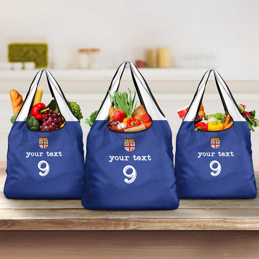 Custom Fijian Football Grocery Bag Tapa Pattern and Shark Tribal
