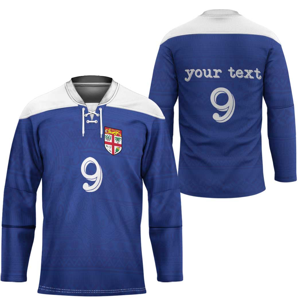 Custom Fijian Football Hockey Jersey Tapa Pattern and Shark Tribal