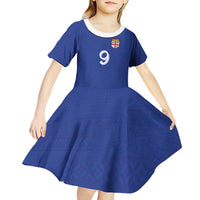 Custom Fijian Football Kid Short Sleeve Dress Tapa Pattern and Shark Tribal LT03 - Polynesian Pride