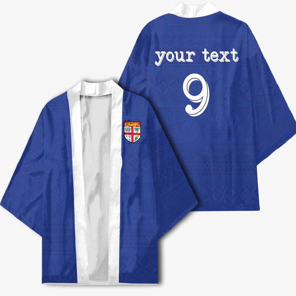 Custom Fijian Football Kimono Tapa Pattern and Shark Tribal LT03 - Polynesian Pride