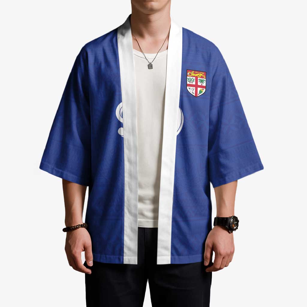 Custom Fijian Football Kimono Tapa Pattern and Shark Tribal LT03 - Polynesian Pride
