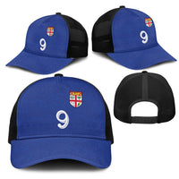 Custom Fijian Football Mesh Trucker Cap Tapa Pattern and Shark Tribal