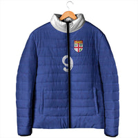 Custom Fijian Football Padded Jacket Tapa Pattern and Shark Tribal