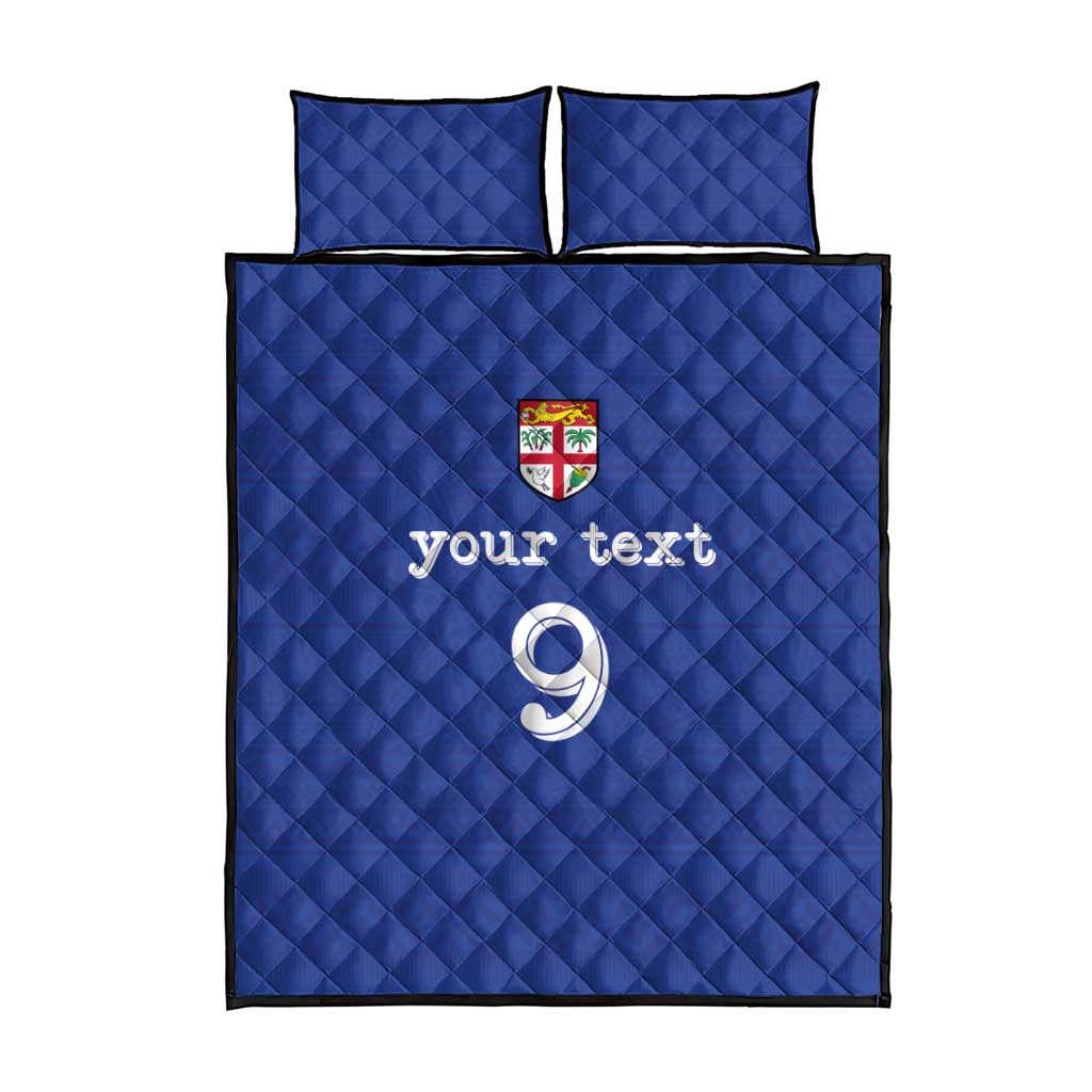 Custom Fijian Football Quilt Bed Set Tapa Pattern and Shark Tribal