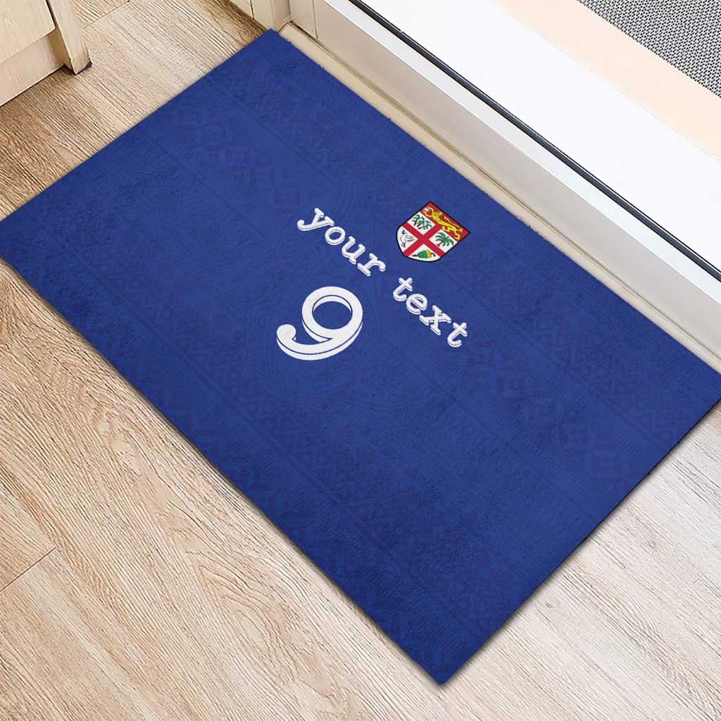 Custom Fijian Football Rubber Doormat Tapa Pattern and Shark Tribal