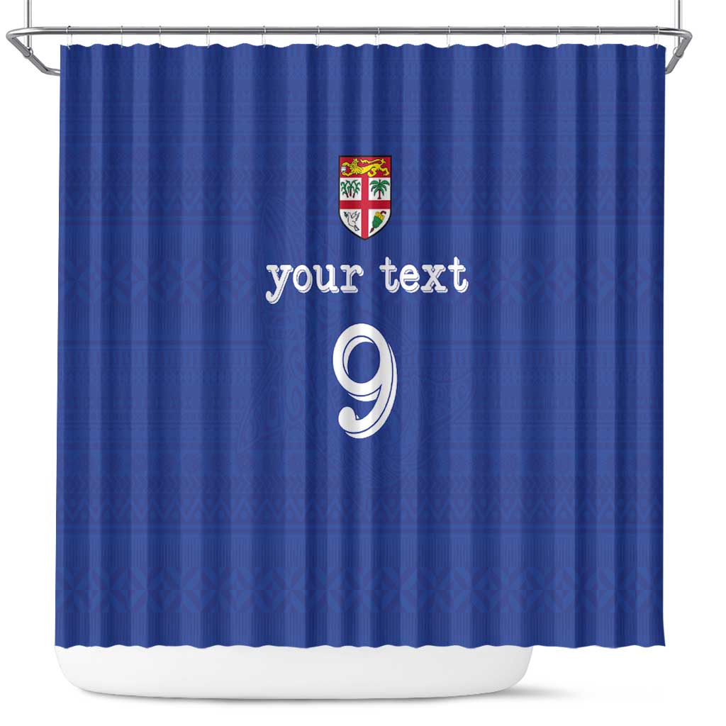 Custom Fijian Football Shower Curtain Tapa Pattern and Shark Tribal