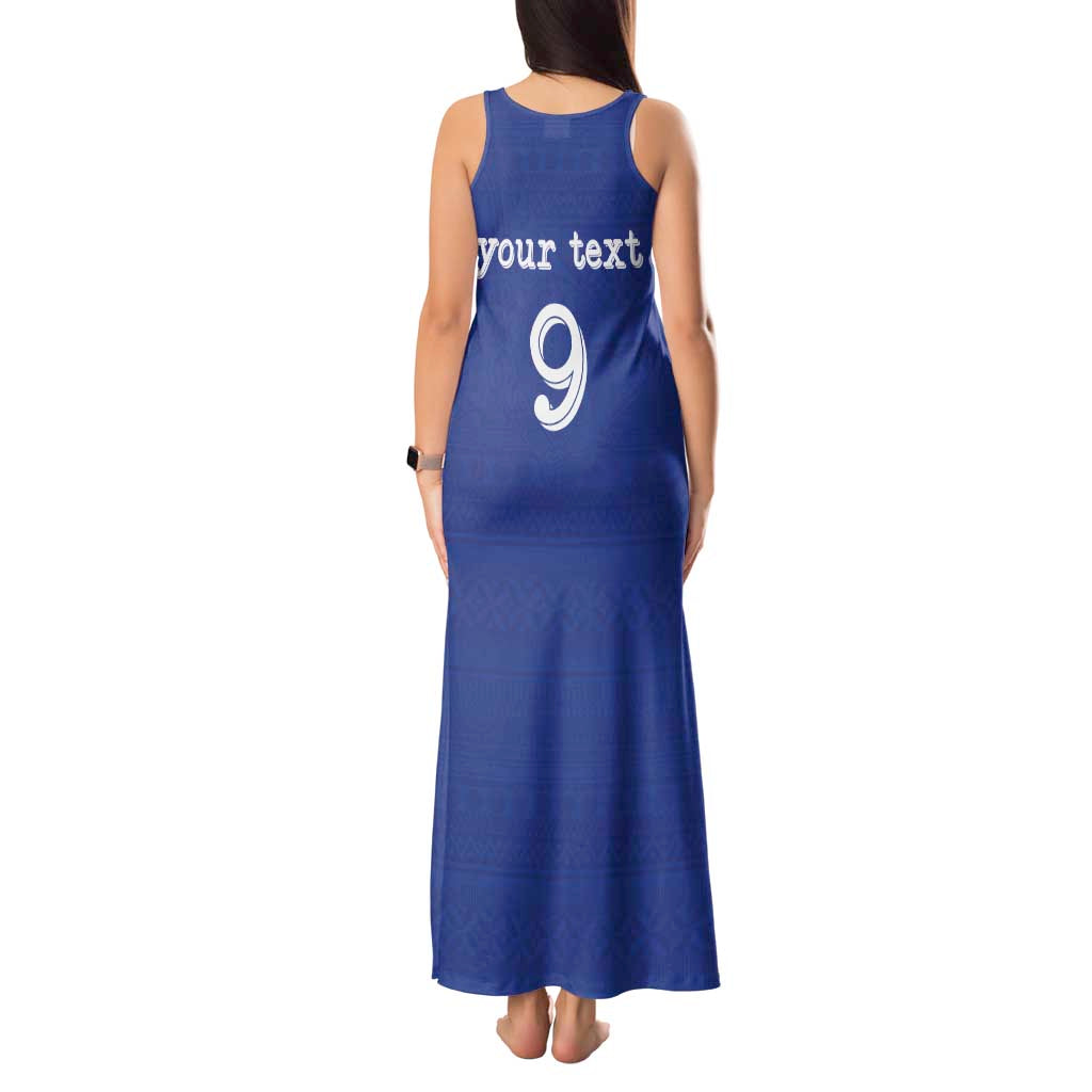 Custom Fijian Football Tank Maxi Dress Tapa Pattern and Shark Tribal LT03 - Polynesian Pride