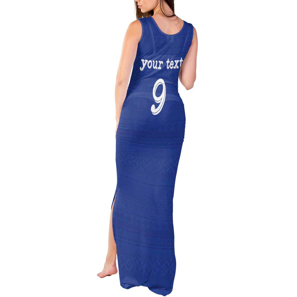 Custom Fijian Football Tank Maxi Dress Tapa Pattern and Shark Tribal LT03 - Polynesian Pride