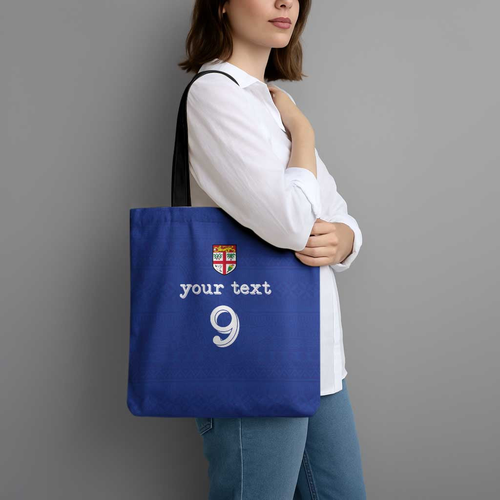 Custom Fijian Football Tote Bag Tapa Pattern and Shark Tribal