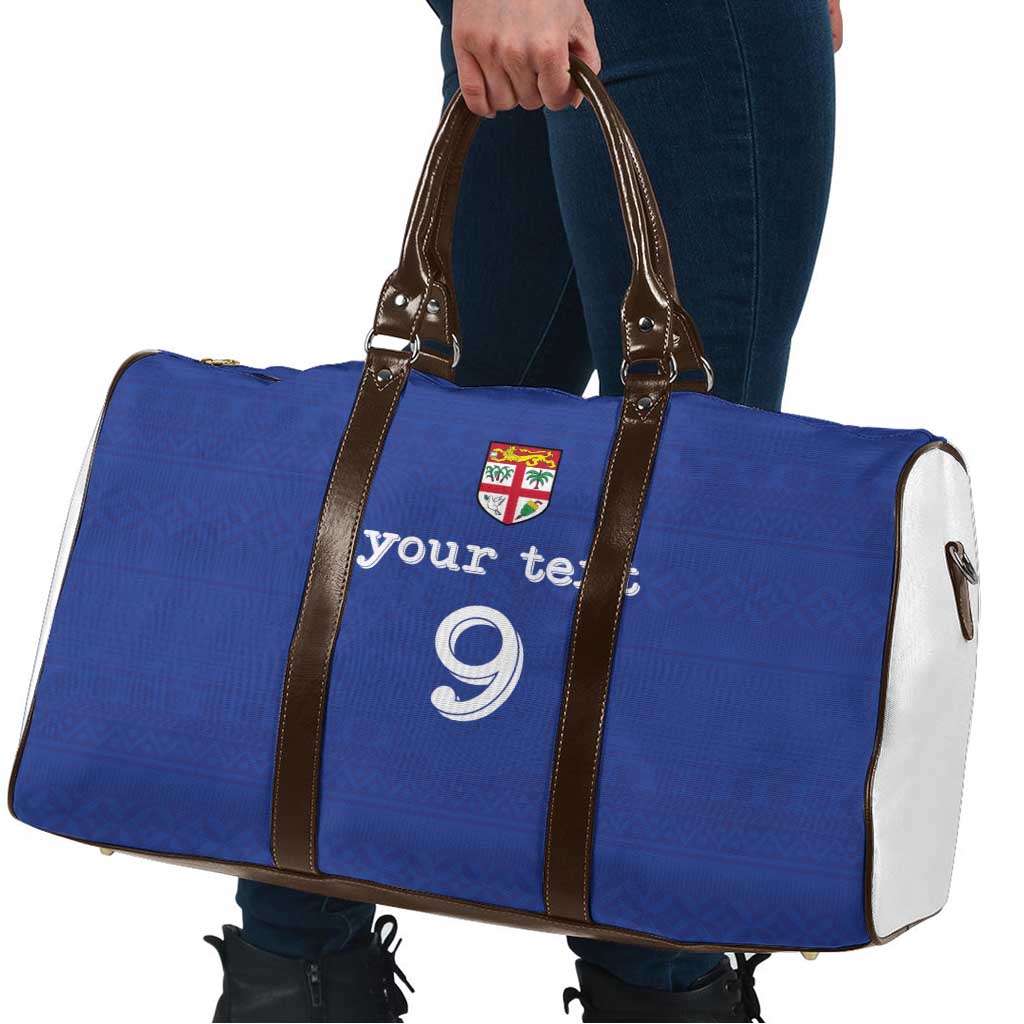 Custom Fijian Football Travel Bag Tapa Pattern and Shark Tribal