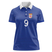 Custom Fijian Football Women Polo Shirt Tapa Pattern and Shark Tribal LT03 Female Blue - Polynesian Pride