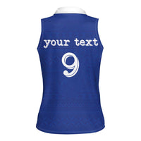 Custom Fijian Football Women Sleeveless Polo Shirt Tapa Pattern and Shark Tribal