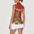 Hawaii Plumeria Lei Women Sleeveless Polo Shirt Tiki and Kakau Pattern Red Color