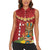 Hawaii Plumeria Lei Women Sleeveless Polo Shirt Tiki and Kakau Pattern Red Color