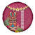 Hawaii Plumeria Lei Spare Tire Cover Tiki and Kakau Pattern Pink Color