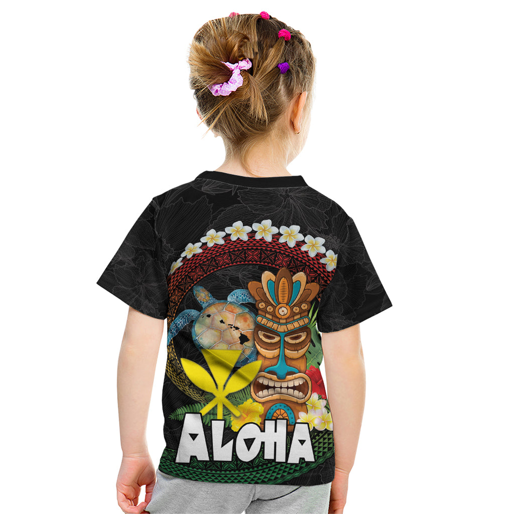 Aloha Hawaii Kid T Shirt Kanaka Maoli with Polynesian Spiral Plumeria LT03 - Polynesian Pride