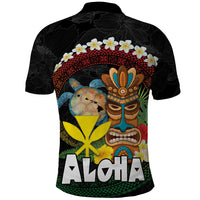 Aloha Hawaii Polo Shirt Kanaka Maoli with Polynesian Spiral Plumeria