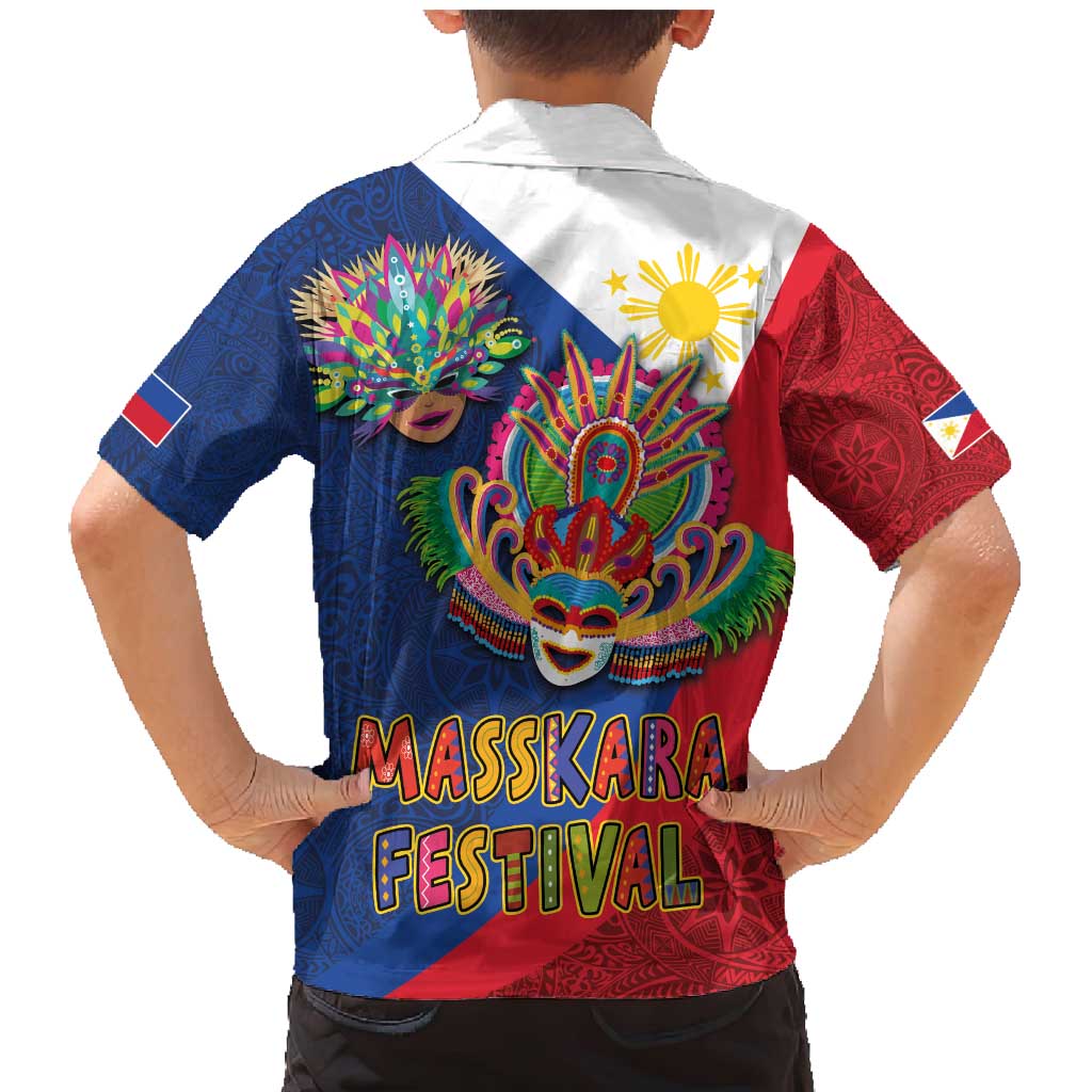 Philippines MassKara Family Matching Mermaid Dress and Hawaiian Shirt Filipino Carnival Mask and Polynesian Pattern