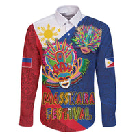 Philippines MassKara Family Matching Off The Shoulder Long Sleeve Dress and Hawaiian Shirt Filipino Carnival Mask and Polynesian Pattern