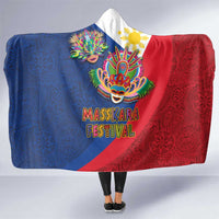 Philippines MassKara Hooded Blanket Filipino Carnival Mask and Polynesian Pattern
