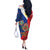 Philippines MassKara Off The Shoulder Long Sleeve Dress Filipino Carnival Mask and Polynesian Pattern