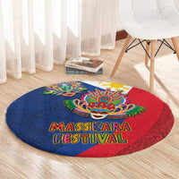 Philippines MassKara Round Carpet Filipino Carnival Mask and Polynesian Pattern