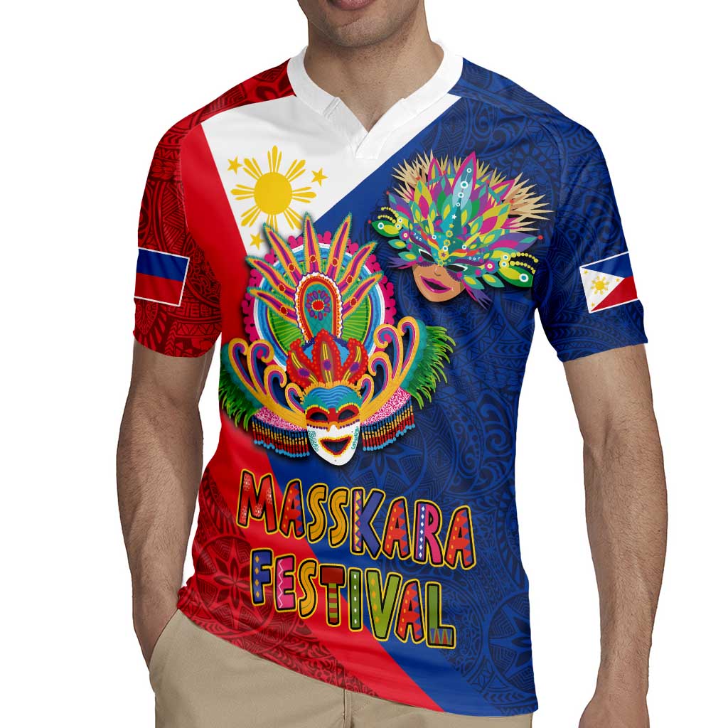 Philippines MassKara Rugby Jersey Filipino Carnival Mask and Polynesian Pattern