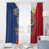 Philippines MassKara Window Curtain Filipino Carnival Mask and Polynesian Pattern
