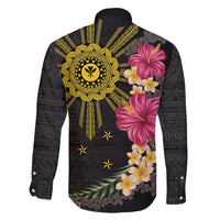 Hawaii and Philippines Together Family Matching Mermaid Dress and Hawaiian Shirt Hibiscus Flower and Sun Badge Polynesian Pattern Coloful