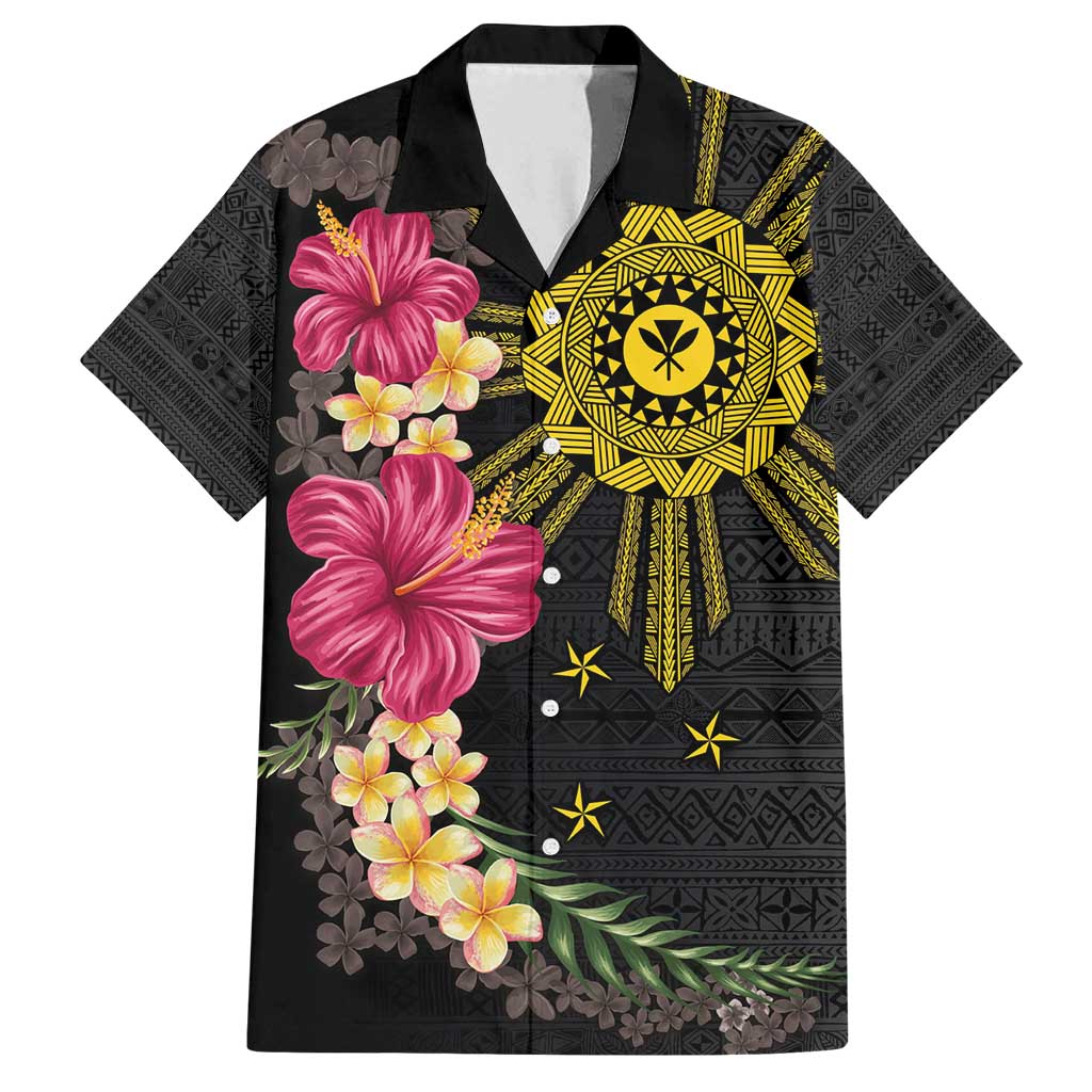 Hawaii and Philippines Together Family Matching Tank Maxi Dress and Hawaiian Shirt Hibiscus Flower and Sun Badge Polynesian Pattern Coloful