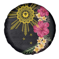 Hawaii and Philippines Together Spare Tire Cover Hibiscus Flower and Sun Badge Polynesian Pattern Coloful